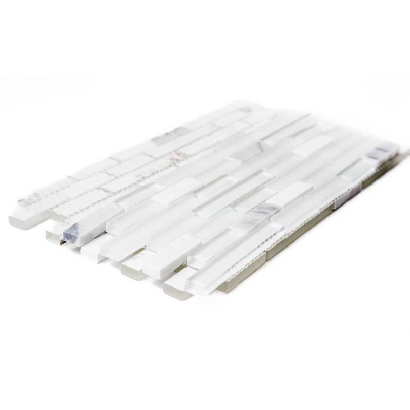 Victory Brick 12" x 12" Glass Mosaic Wall Tile, Carrara