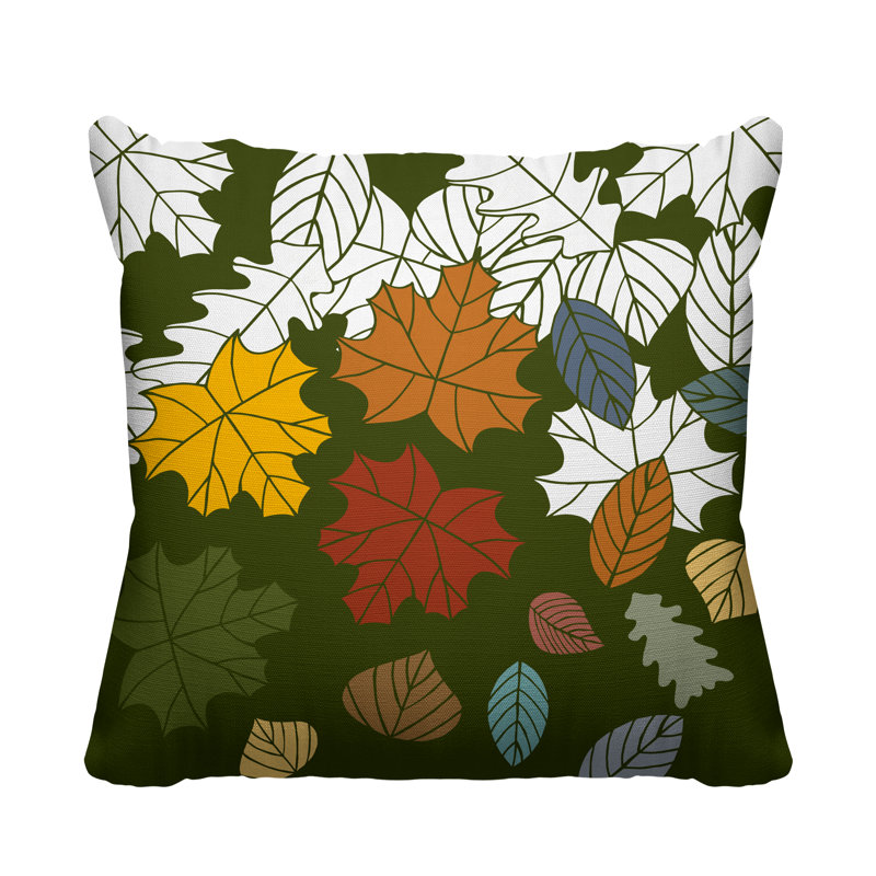 Coussin intérieur / extérieur Collin Maple Leaf, 15 po x 15 po, Vert, Carré