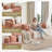 NOVA 110" Modular Sectional Sofa, Boneless 4-Seater Chenille Couch with 26" Deep Seats, Curved Armrests, Plush Cushions and Color-Block Design-Orange and Biege-121090303