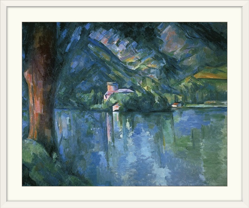 Reproduction d'art, "Lac Annécy" par Paul Cezanne, H 27 po x l 32 po x P 1 po, Cadre blanc