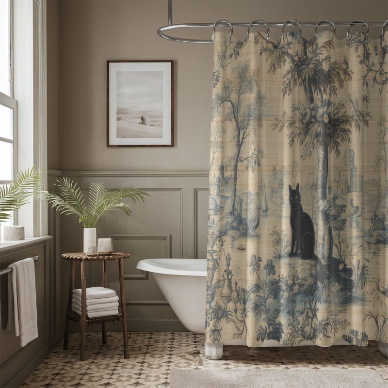 Rideau de douche standard 1 pièce Feline Toile Prints, H 74 po x l 71 po