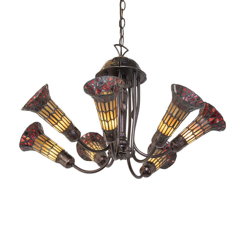 Gaynelle 7 - Light Chandelier, Amber/Red