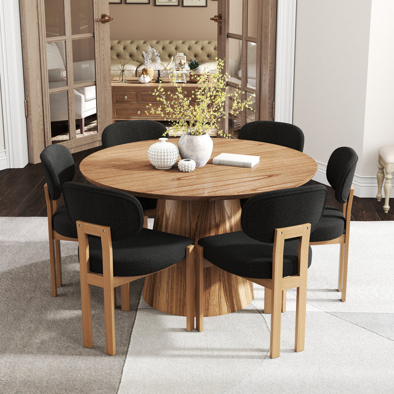 Ensemble de chaises de salle à manger en bois massif, chaises de cuisine rembourrées en tissu de style campagne moderne, 6