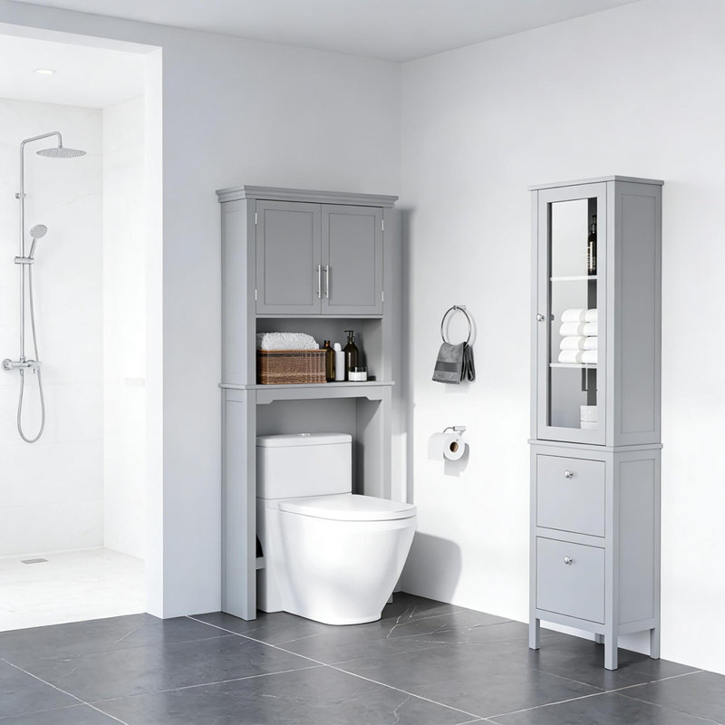 Home Bathroom Storage Organizer, Over The Toilet Cabinet With Adjustable Shelves And Modern Design For Efficient Space Utilization