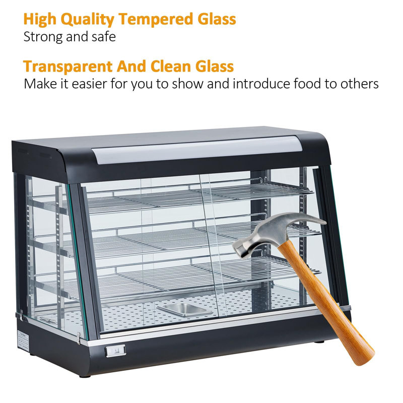 35" Display Pizza Warmer, 3-Tier, LED Lighting, 3D Heating