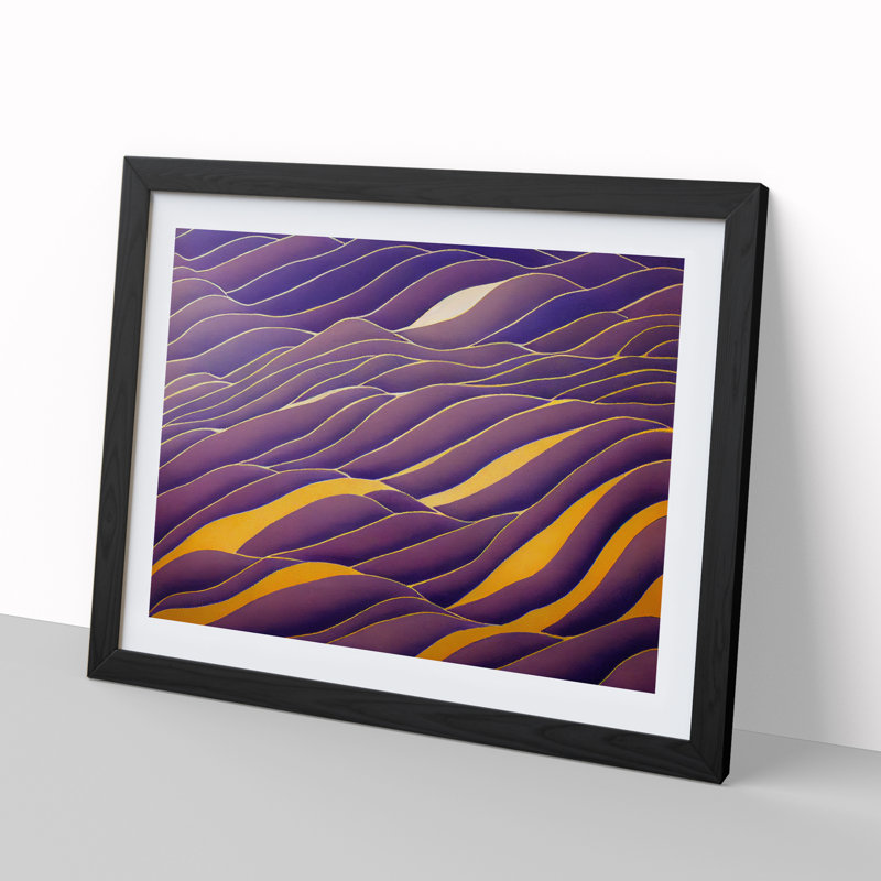 Abstract Lavender Flower Field - Framed Print, Black, 46cm H x 64cm W x 2cm D