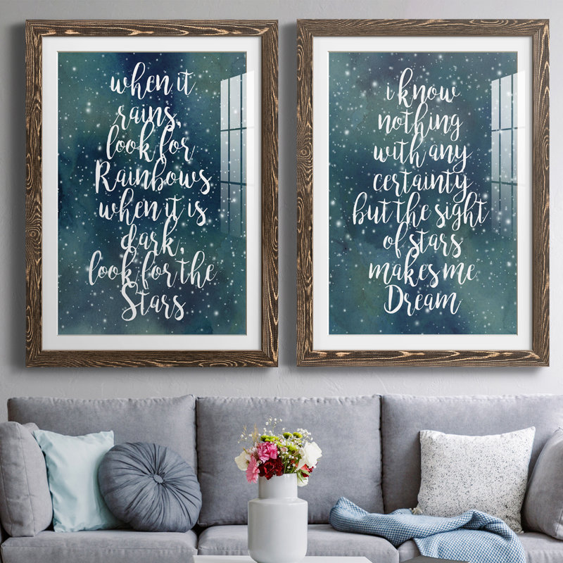 Galaxy Quote I Premium encadré mat - prêt à être accroché, H 43,5 po x l 31,5 po x P 1 po, Noyer