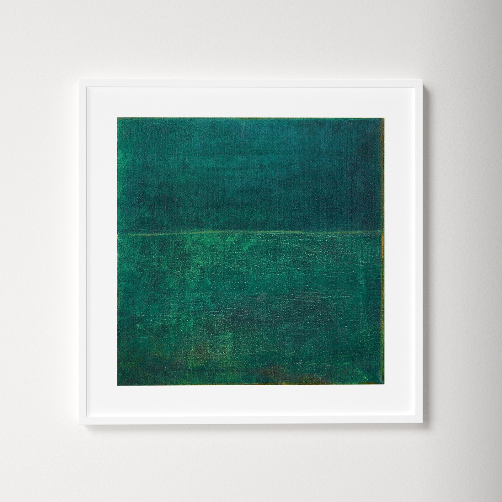 Green Zen I by Jodi Fuchs, White Framed Paper, 18.12" H x 18.12" W x 0.88" D