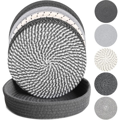 5 Pcs 10 Inch Extra Large Thick Trivets with Storage Basket, Heat Resistant Hot Pot Pads for Kitchen Countertop