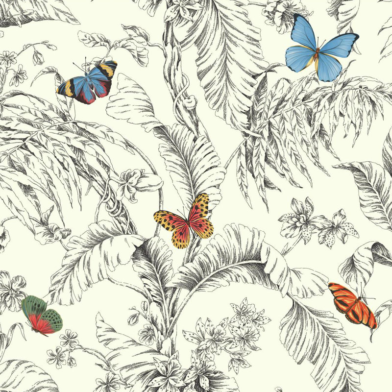 Ashford Toiles 27 L x 27 Butterfly Removable Wallpaper, Red/Blue/Green/Yellow/Black