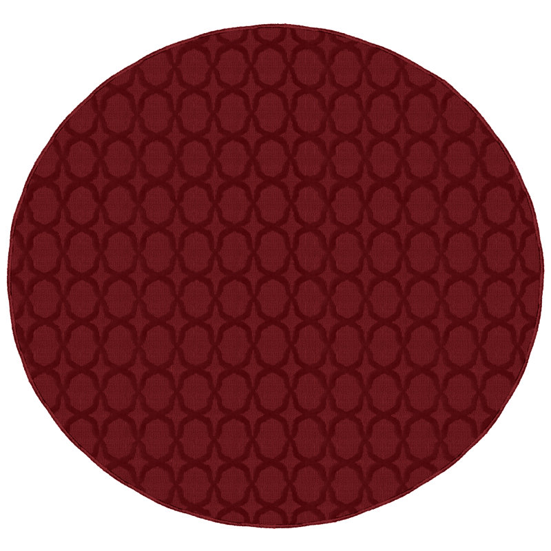 Togut Geometric Tufted Chili Red Area Rug, Round 5'