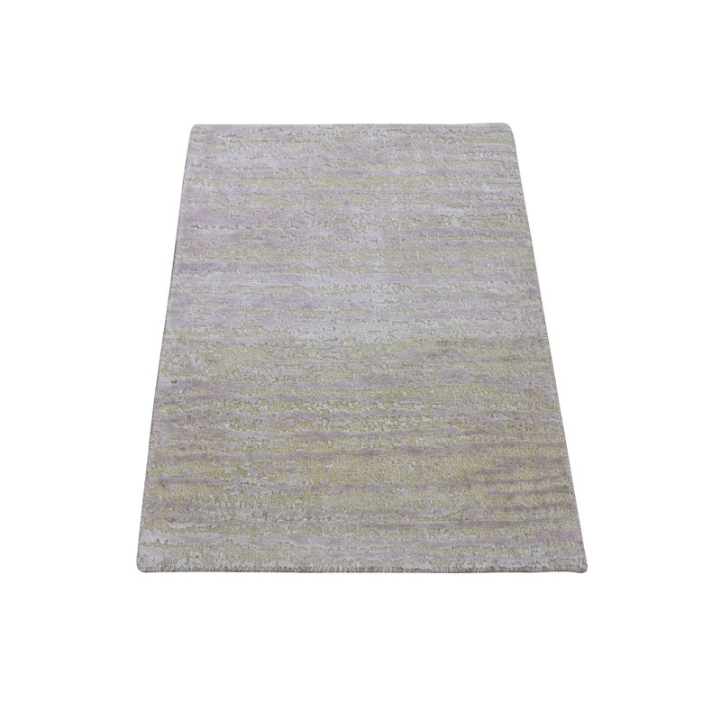 2 po x 3 po vert clair, conception moderne, soie pure avec de la laine, noué à la main, tapis oriental mat 041C041F96124B7F963AC7958B690FD7