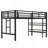 Twin Size Metal Loft Bed With Storage Shelf, Loft Bed With Easy Climbing Ladder And Guardrails For Kids, Black
