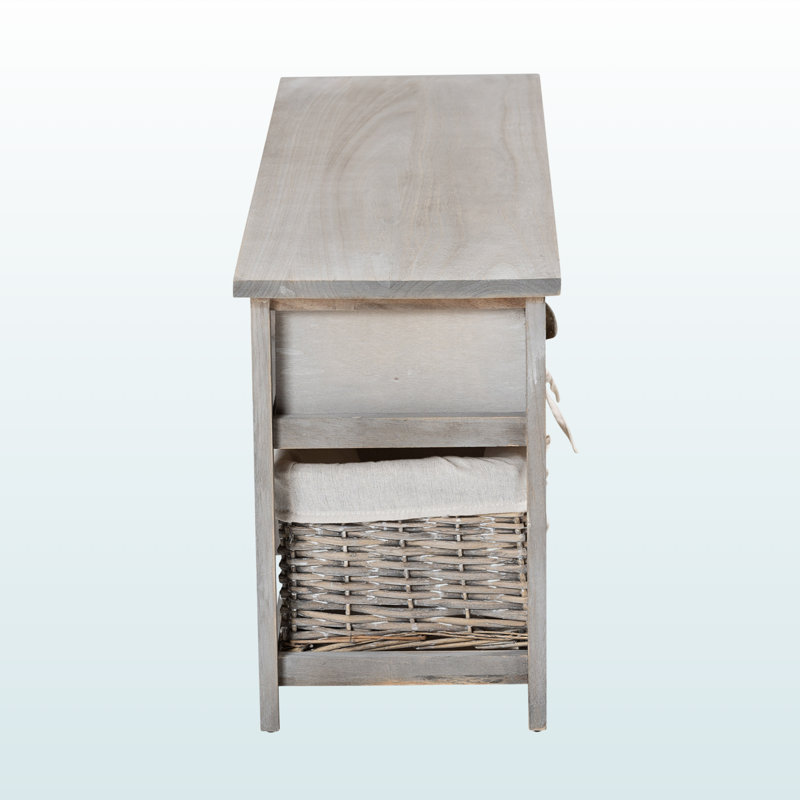 Banc de rangement à 3 tiroirs avec paniers au fini gris clair Yarven, H 16,28 po x l 41,89 po x P 11,26 po