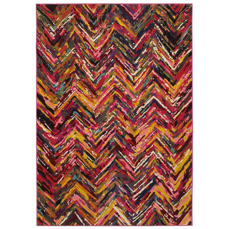 Jubilee Synthetic Chevron Indoor Rug, Rectangle 3'9" x 5'2"