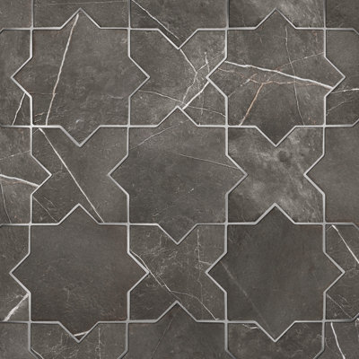 Istanbul Star with Cross 6 In. X 12 In. Porcelain Floor And Wall Tile Kit