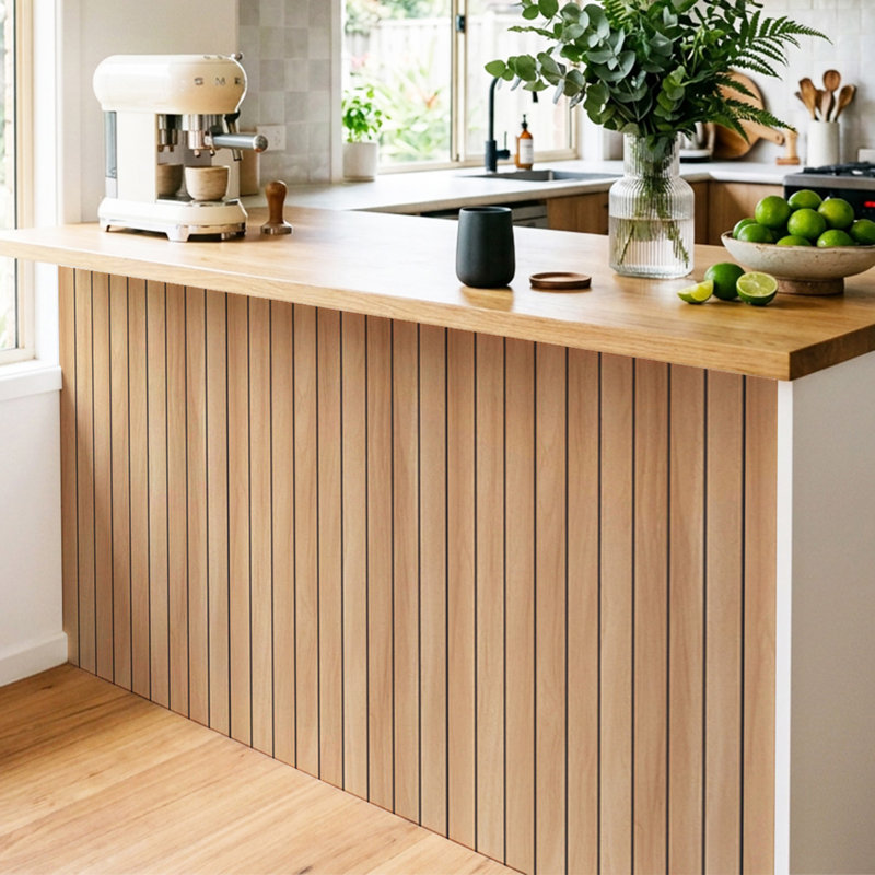 Panneaux muraux adhésifs en lattes de bois de 48 po x 15,8 po, panneaux muraux décoratifs en PVC résistant à l'eau, paquet de 6 (32 pi²/boîte)