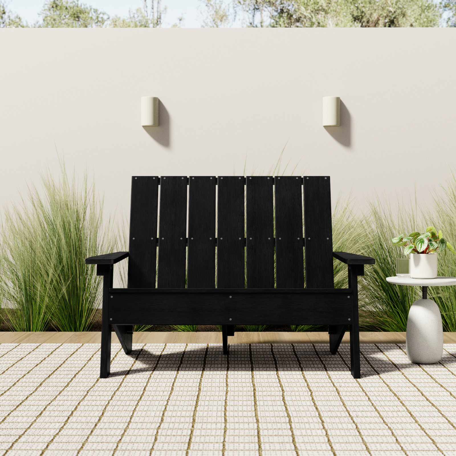 Byrnes 54" Patio Loveseat, Black