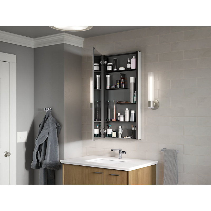 Maxstow™ Surface Mount Frameless Medicine Cabinet with 4 Fixed Shelves, 40" H x 20" W x 3.5" D