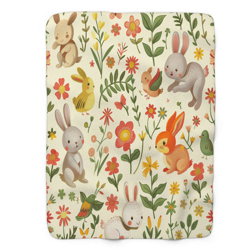 Bêtes de printemps - couverture sherpa de qualité supérieure 1 pièce, Lit simple
