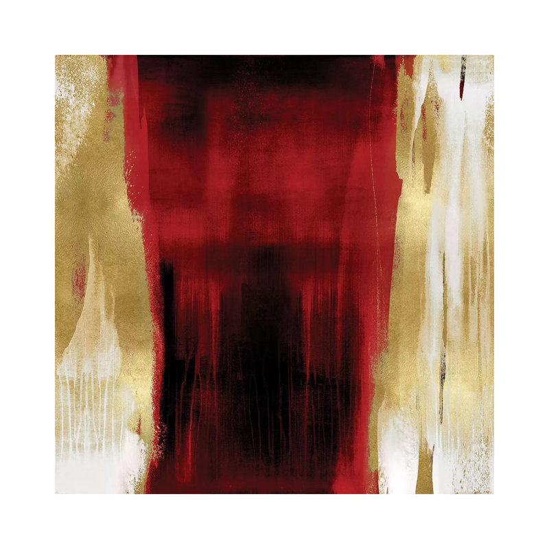 Free Fall Red With Gold II by Christine Wright - Wrapped Canvas Painting, 45.72 cm H x 45.72 cm W x 1.91 cm D