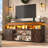 Farmhouse Tv Stand With Sliding Barn Doors & LED Lights,  32" Tall Entertainment Center With Power Outlet For 80 Inch Tv, Rustic Media Console For Living Room-1968961371