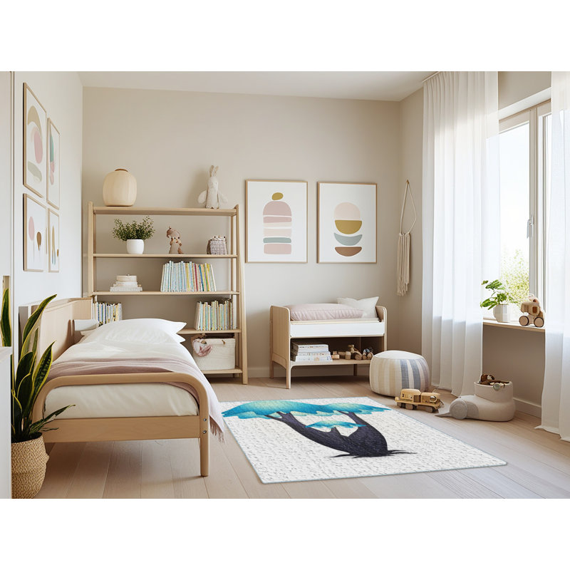 Tapis décoratif bleu, Rectangle 4 pi x 6 pi
