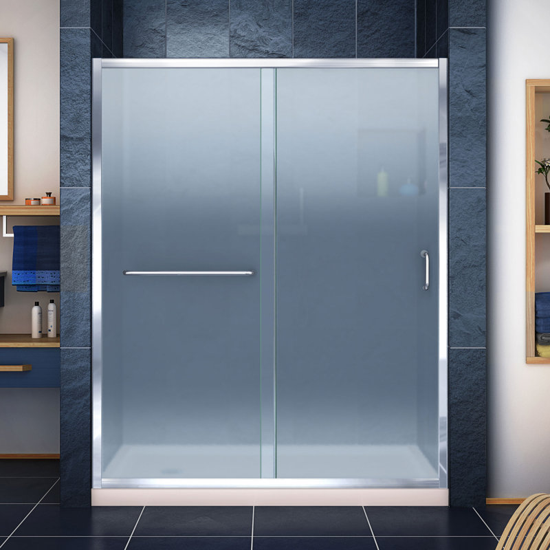 Infinity-Z 60" W x 74.75" H Framed Sliding Shower Kit, Left, Chrome