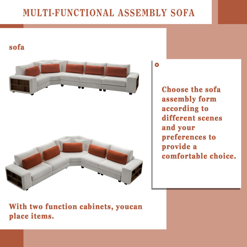 Canapé modulaire en L avec accoudoirs