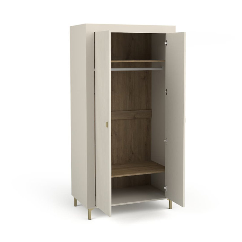 Onut 2 Door Manufactured Wood Wardrobe, Cashmere and Oak
