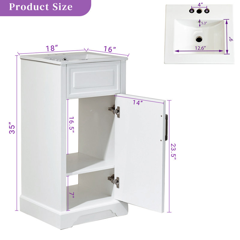 18" Single Bathroom Vanity with Ceramic Top