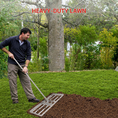36-Inch Heavy-Duty Steel Lawn Leveling Rake With 180-Degree Flexible Rotation, Stainless Steel Spreader Tool For Topdressing Soil, Garden Beds, Golf C