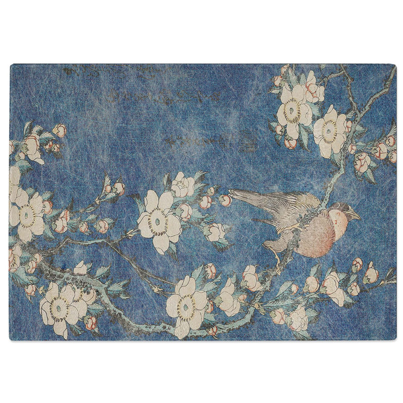 Tempered Glass Bullfinch and Weeping Cherry Blossoms Chopping Board, 28.5 cm W x 20 cm L