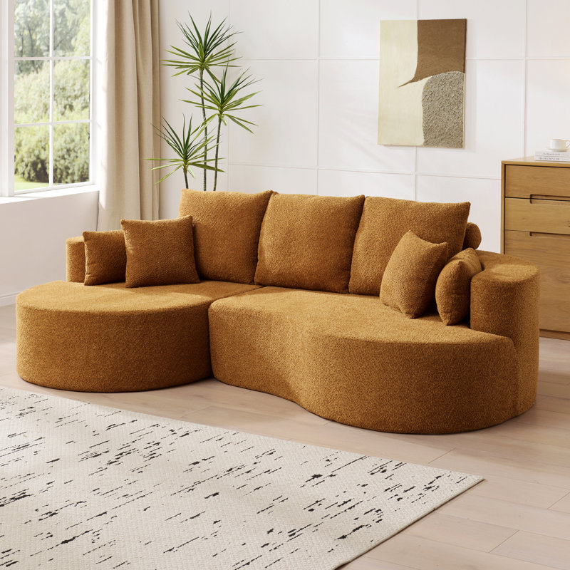 Canapé modulaire courbé pour salon, Chameau