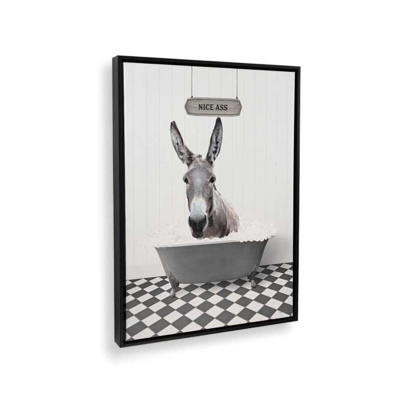 «Nice Ass» par lettres et doublure, reproduction d'art, L 18 po x H 24 po, Toile avec cadre, Noir