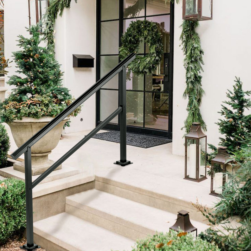 Rambarde extérieure supportant une charge de 75 kg (165 lb), rampe d'escalier extérieure en aluminium, 152 x 89 cm (60 x 35 po), rampe d'escalier extérieure de transition, plage d'inclinaison de 0 à 30°, compatible avec les escaliers de 4 à 5 marches.