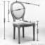 Chaise de salle à manger style français avec structure en bois massif et dossier en lin, ensemble de 2-115824243