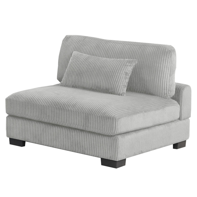 Chaise sans accoudoirs rembourrée en tissu de style moderne avec structure en bois, Gris
