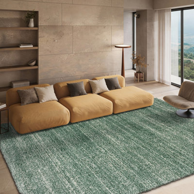 Tapis abstrait vert / ivoire Arayeli