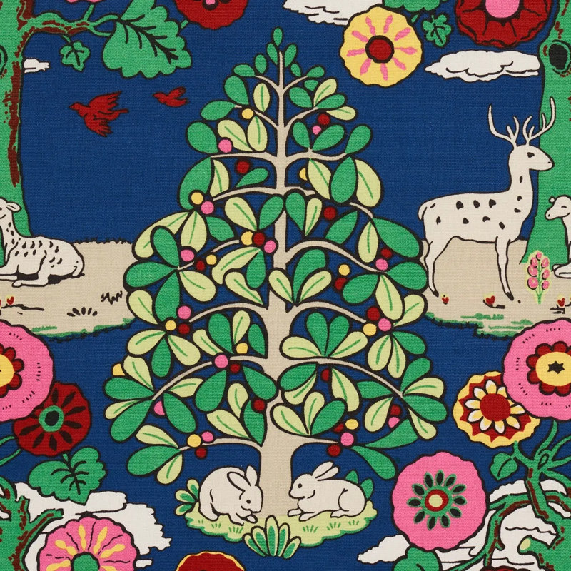 Tissu fantaisie forêt, Bleu