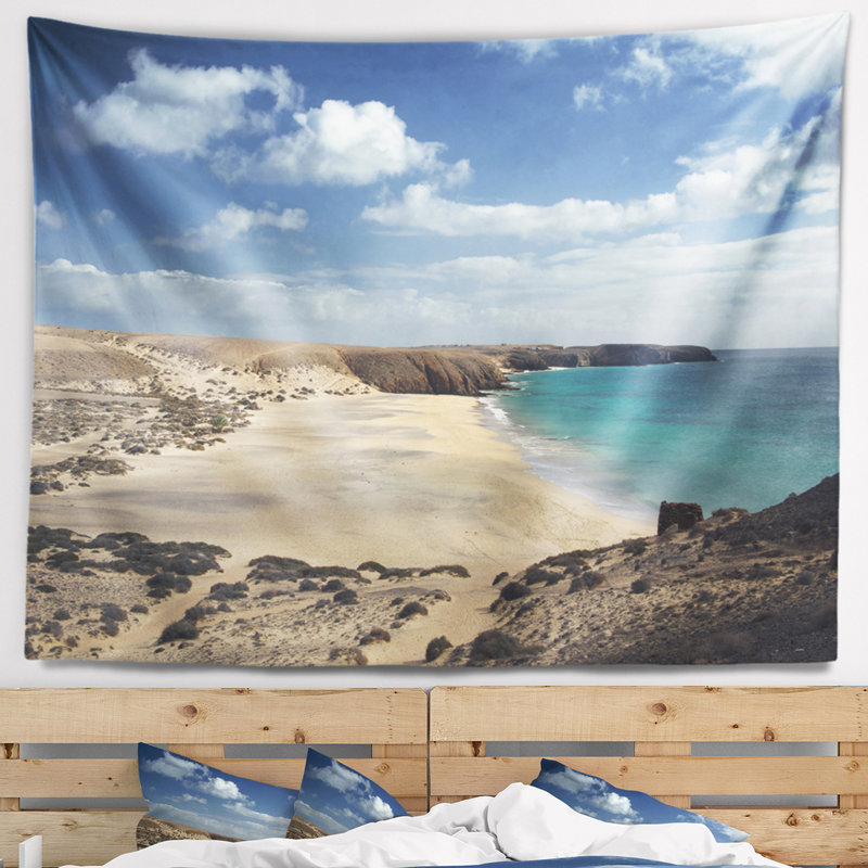 Tapisserie avec eaux bleues brillante shore, H 32 po x l 39 po