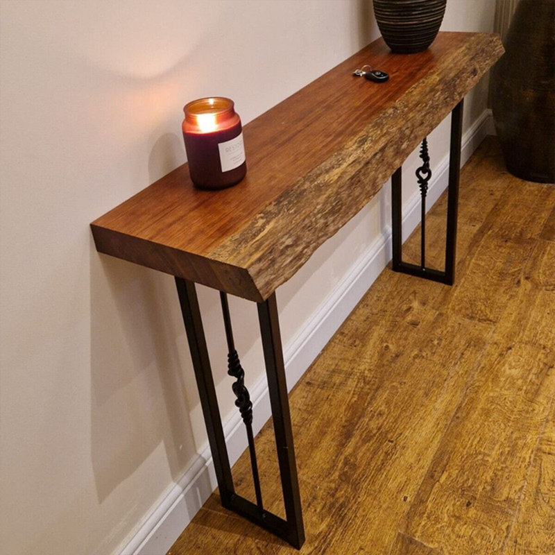 Console rectangulaire en bois massif noyer, 31.5"H×35.43"L×12.6"W