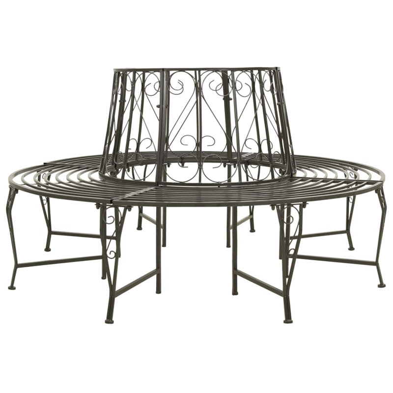 Banc de parc d'arbre en acier gris argenté