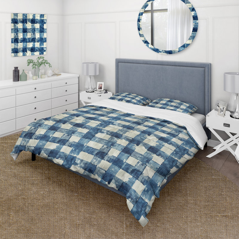 Ensemble de housse de couette Mid-Century Gingham II - Mid-Century, Housse de couette très grand + 2 taies décorativ