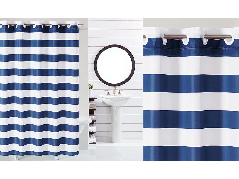 Cabana Stripe Polyester Shower Curtain, Blue