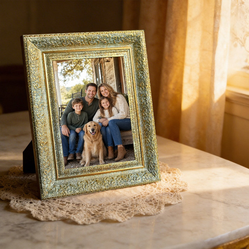 Antique Gold 1PC 8" x 10" Versatile Picture Frame with Decorative Profile, Or antique, 3, 11" W x 14" H