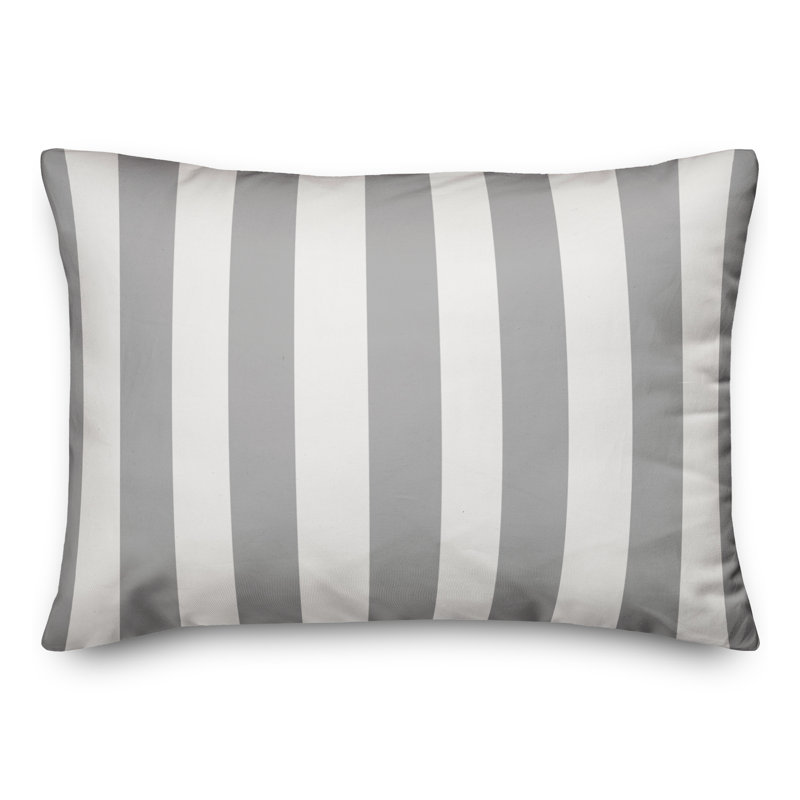  Coussin à rayures, Gris / blanc