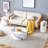 Ensemble de tables basses modernes et minimalistes de trois tables basses en MDF à motif de marbre. La table cylindrique avec son motif peut être facilement intégrée dans une variété de styles d'intérieur.