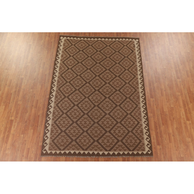 Tapis oriental réversible en laine Kilim 7 x 10