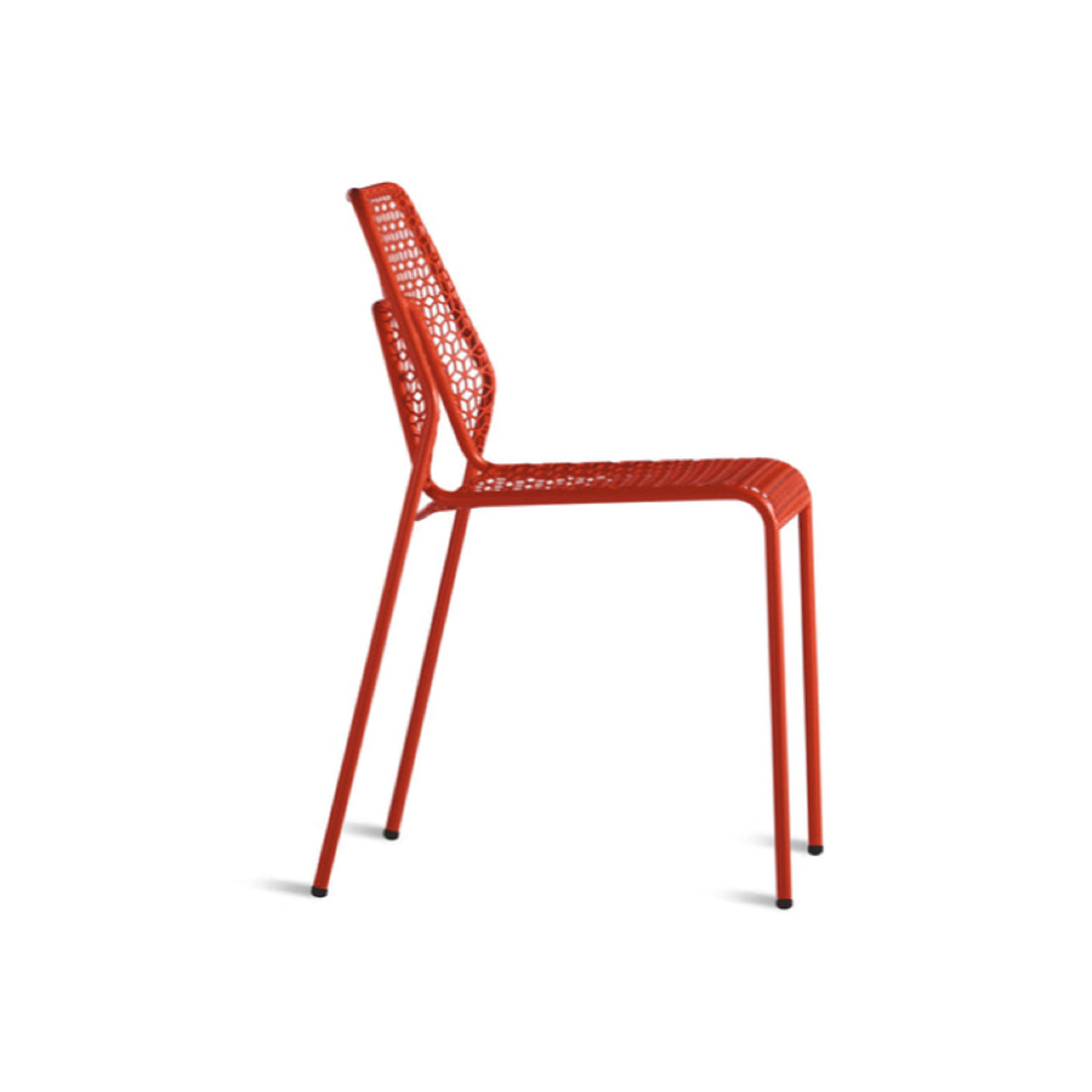 Hot Mesh Premium All-Weather Wicker Outdoor Stacking Dining Side Chair, Humble Red